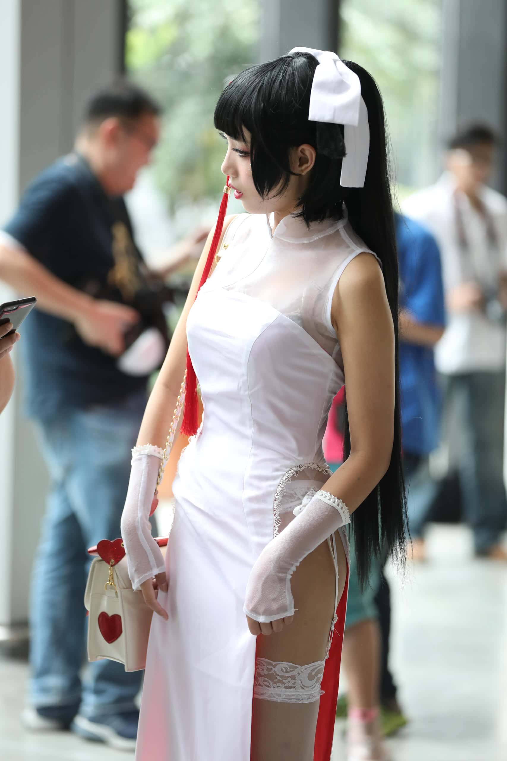 图片[3]-P3046 极品高开衩旗袍白色丝袜美腿美眉 【62P】-学姐图